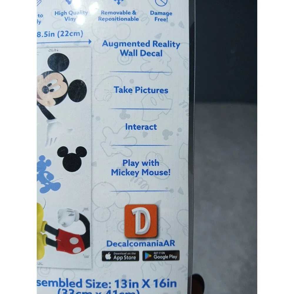 Disney Jr MICKEY MOUSE 13x16 Augmented Reality Wall Decal New Reposition Kids